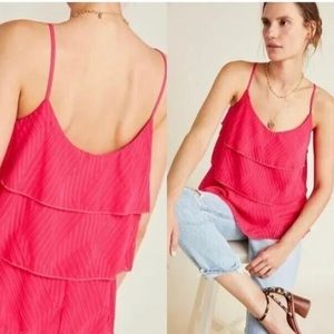Anthropologie NWT AMADI Anthropologie Ameline Tiered Pink Cami Tank